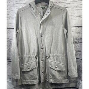 Ralph Lauren Hooded Snap Front Tie Belt Long‎ Sleeve Cardigan Jacket Women's Med